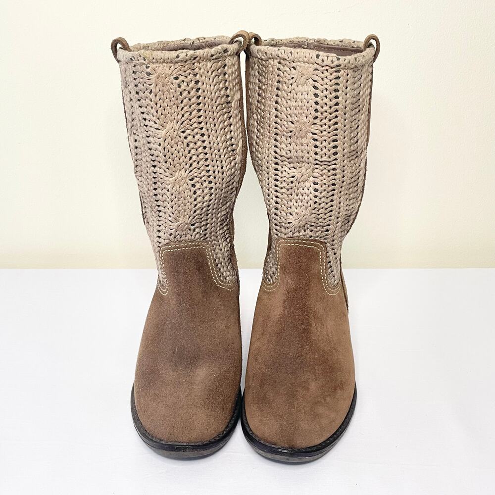 Sbicca Vintage Collection Stateroute Boots Women's 7 Brown Leather Cableknit - Picture 2 of 9